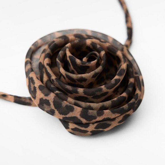 NWT ZARA ANIMAL PRINT FLORAL COLLAR TAUPE BROWN - Picture 3 of 3